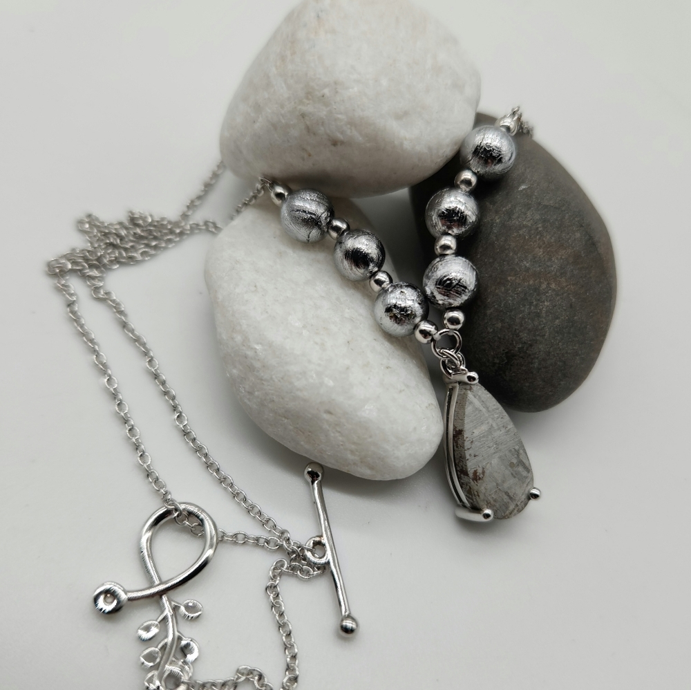 Meteorite, White Zircon. Neckace.